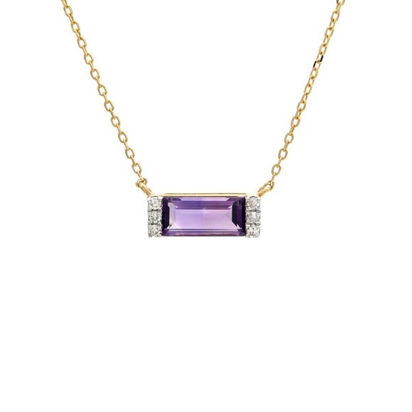 Pink Amethyst And Diamond Necklace (14Kw)